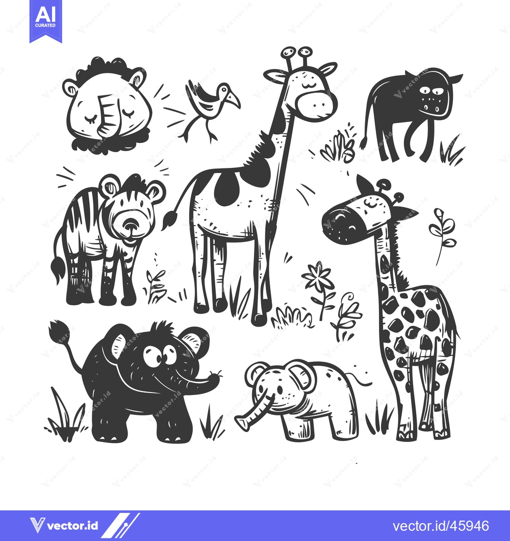 Premium Vector dari Hand-drawn illustration of various African animals