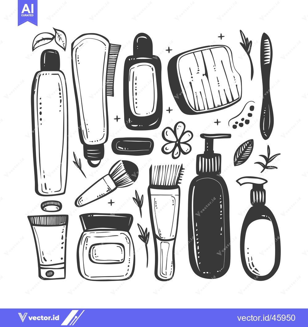 Premium Vector of Hand-Drawn Illustration of Various Beauty and Skincare Products