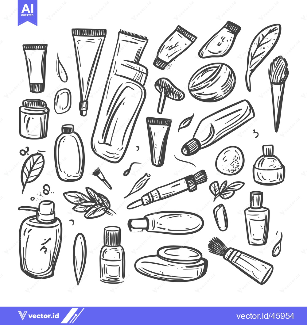 Premium Vector dari Hand-Drawn Illustration of Various Cosmetic and Beauty Products