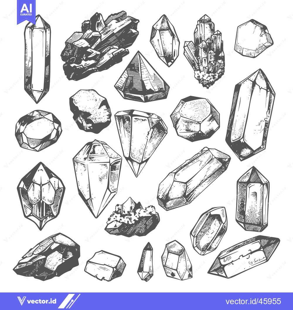 Premium Vector dari Hand-Drawn Illustration of Various Crystalline Structures