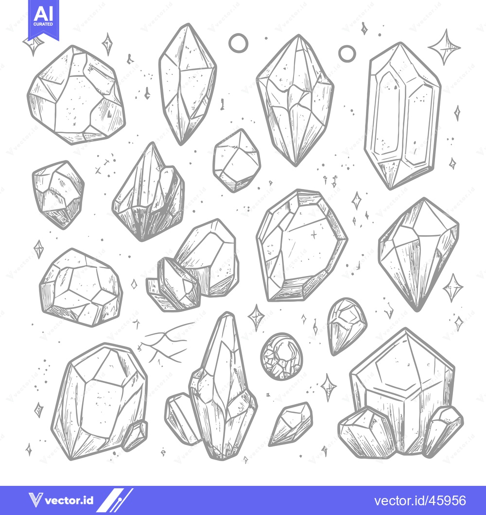 Premium Vector of Hand-Drawn Illustration of Various Crystal Shapes