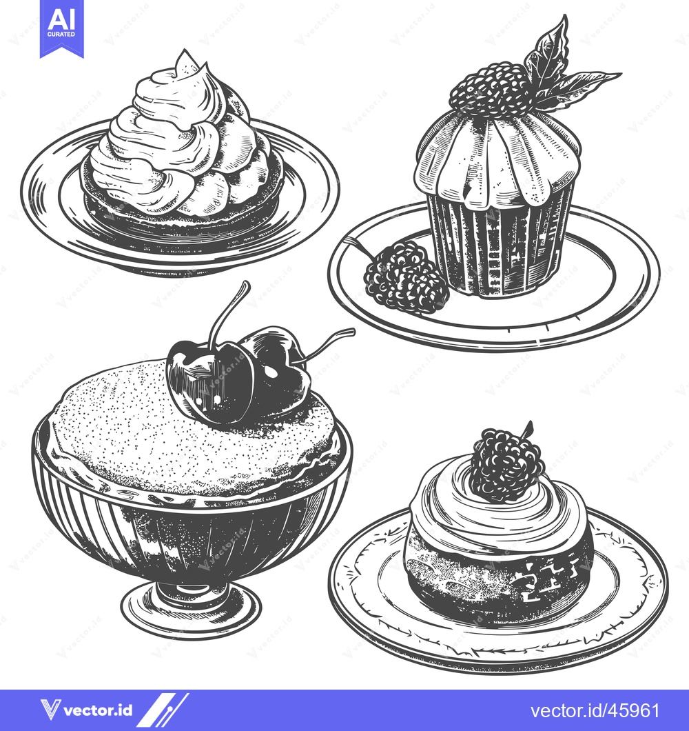 Premium Vector of Hand-Drawn Illustration of Various Desserts