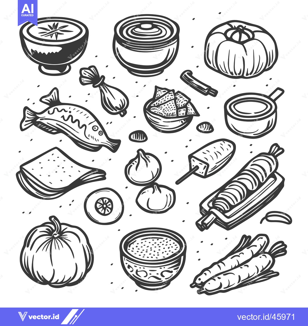 Premium Vector dari Hand-drawn illustration of various food items