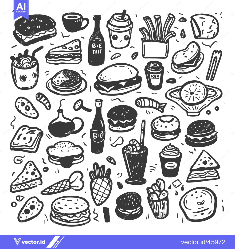 Premium Vector of Hand-drawn Illustration of Various Food Items