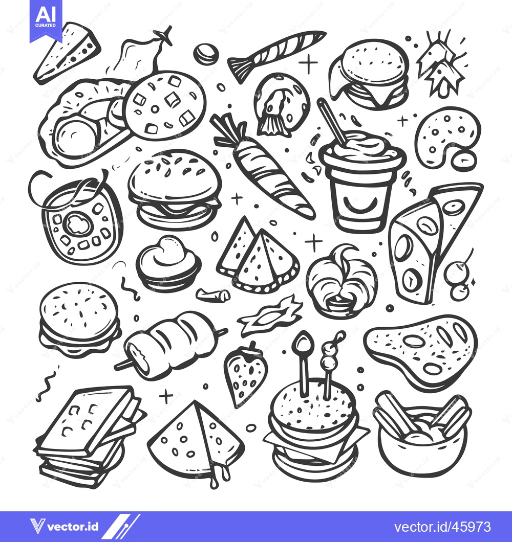 Premium Vector of Hand-Drawn Illustration of Various Food Items