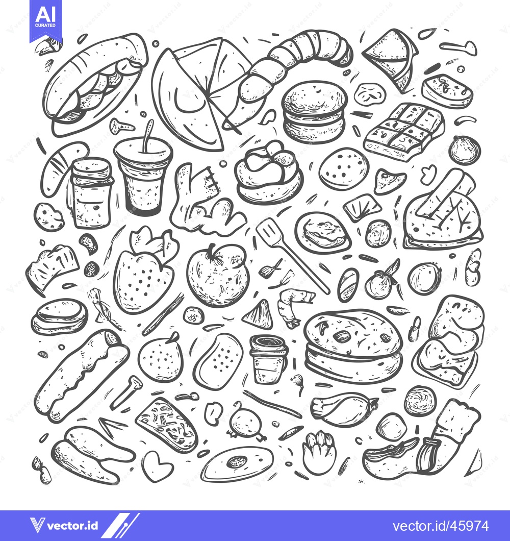 Premium Vector dari Hand-Drawn Illustration of Various Food Items