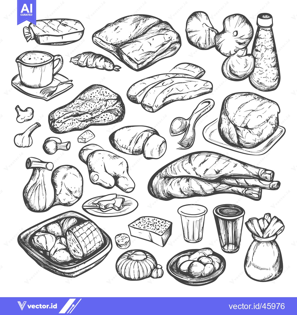 Premium Vector dari Hand-Drawn Illustration of Various Food Items