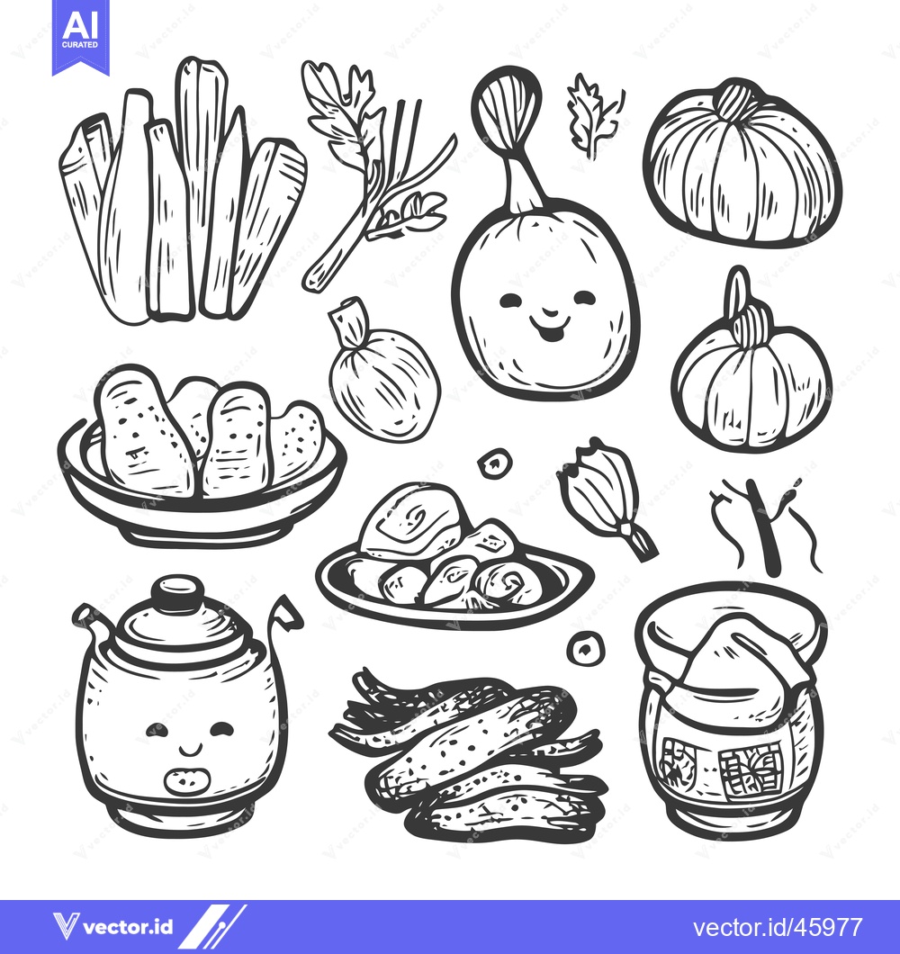 Premium Vector dari Hand-drawn Illustration of Various Food Items and Ingredients