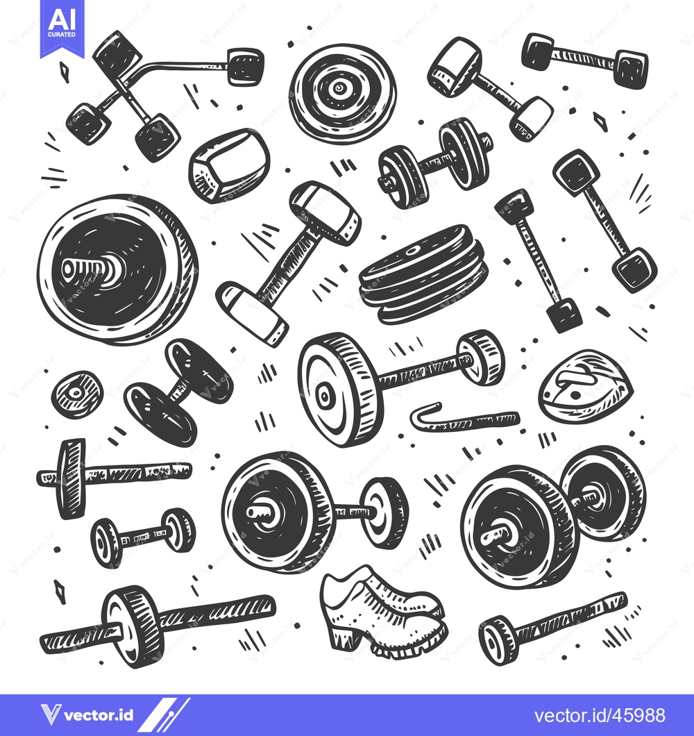 Premium Vector of Hand-drawn Illustration of Various Gym Equipment