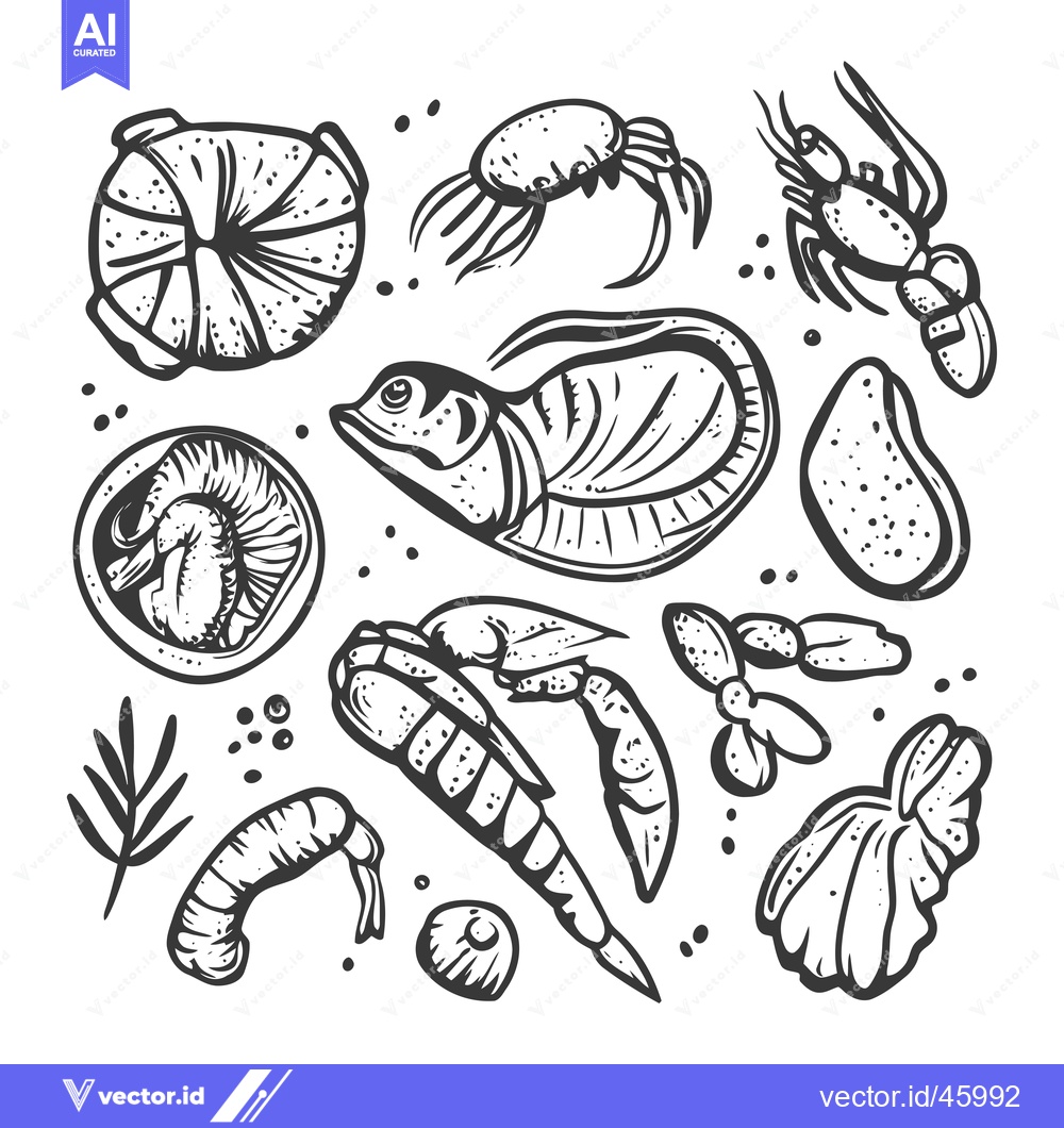 Premium Vector dari Hand-Drawn Illustration of Various Marine Creatures