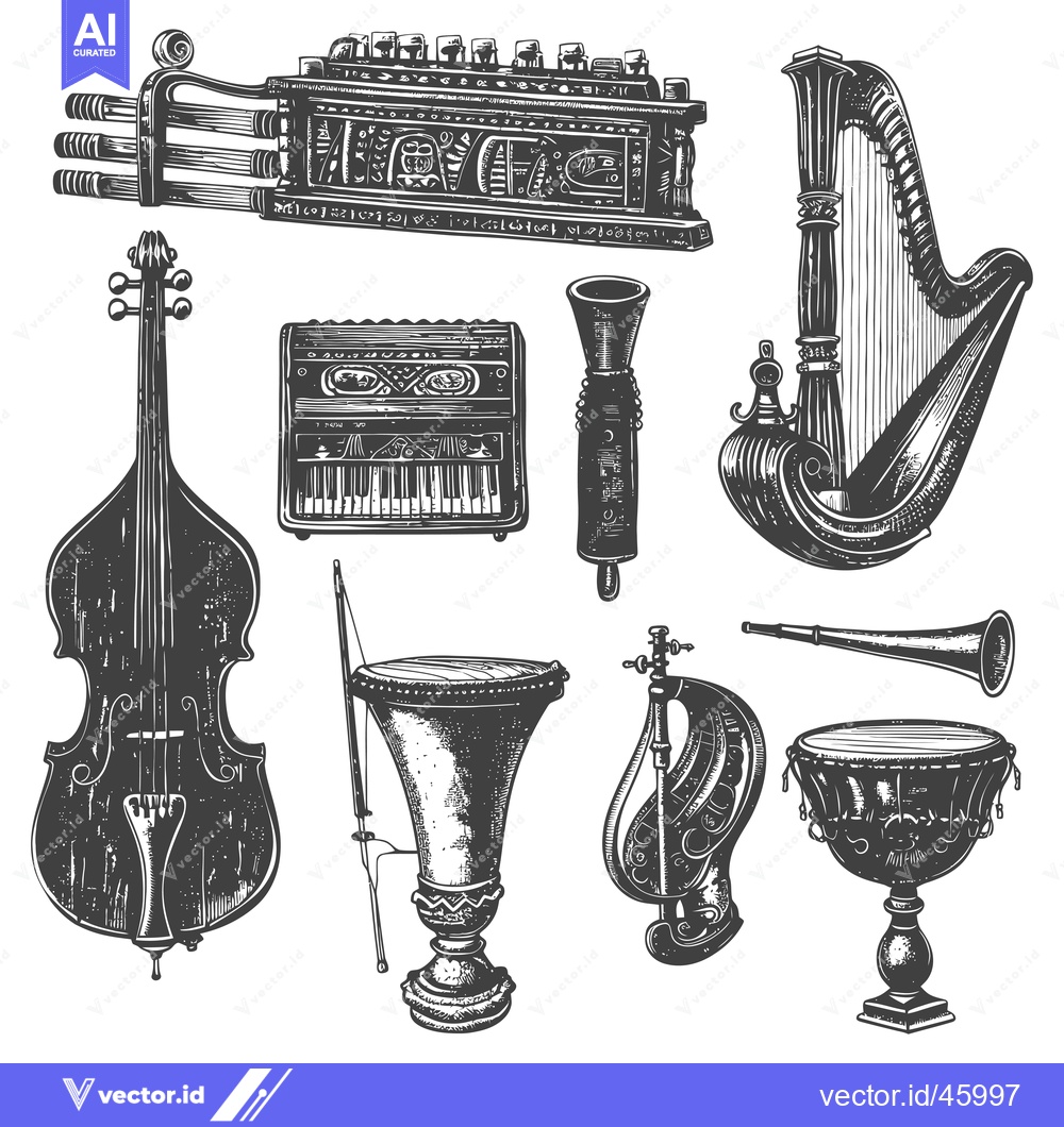 Premium Vector of Hand Drawn Illustration of Various Musical Instruments