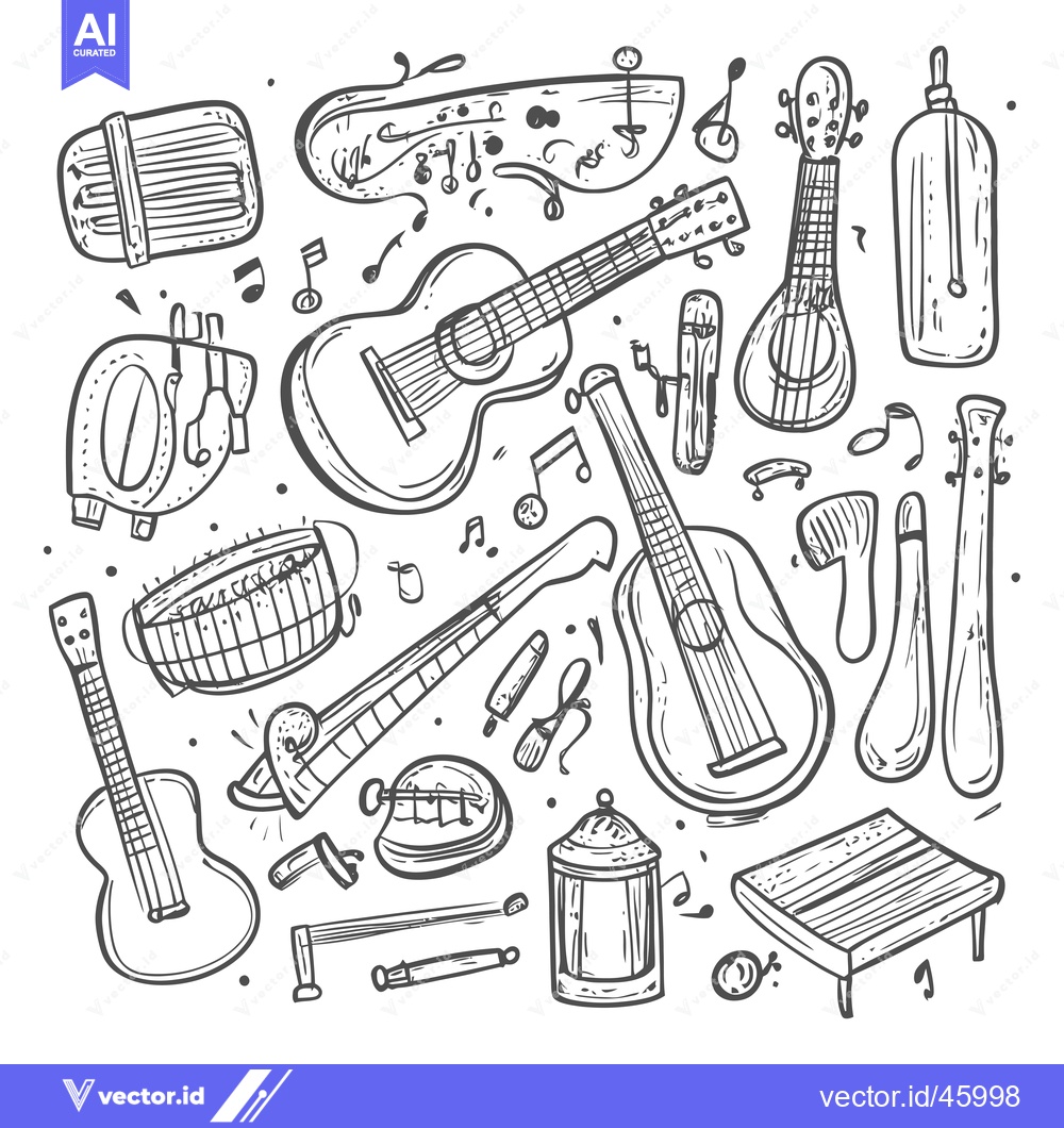 Premium Vector of Hand-Drawn Illustration of Various Musical Instruments