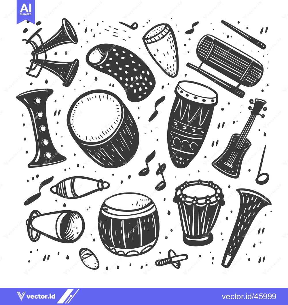 Premium Vector of Hand-drawn Illustration of Various Musical Instruments