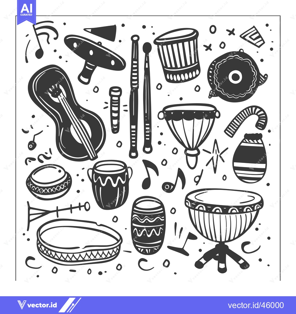 Premium Vector dari Hand-drawn illustration of various musical instruments
