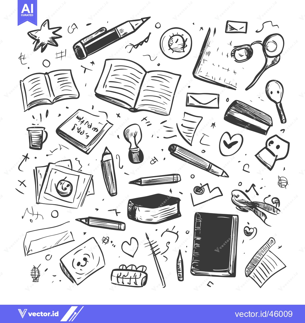 Premium Vector dari Hand-Drawn Illustration of Various School and Office Supplies