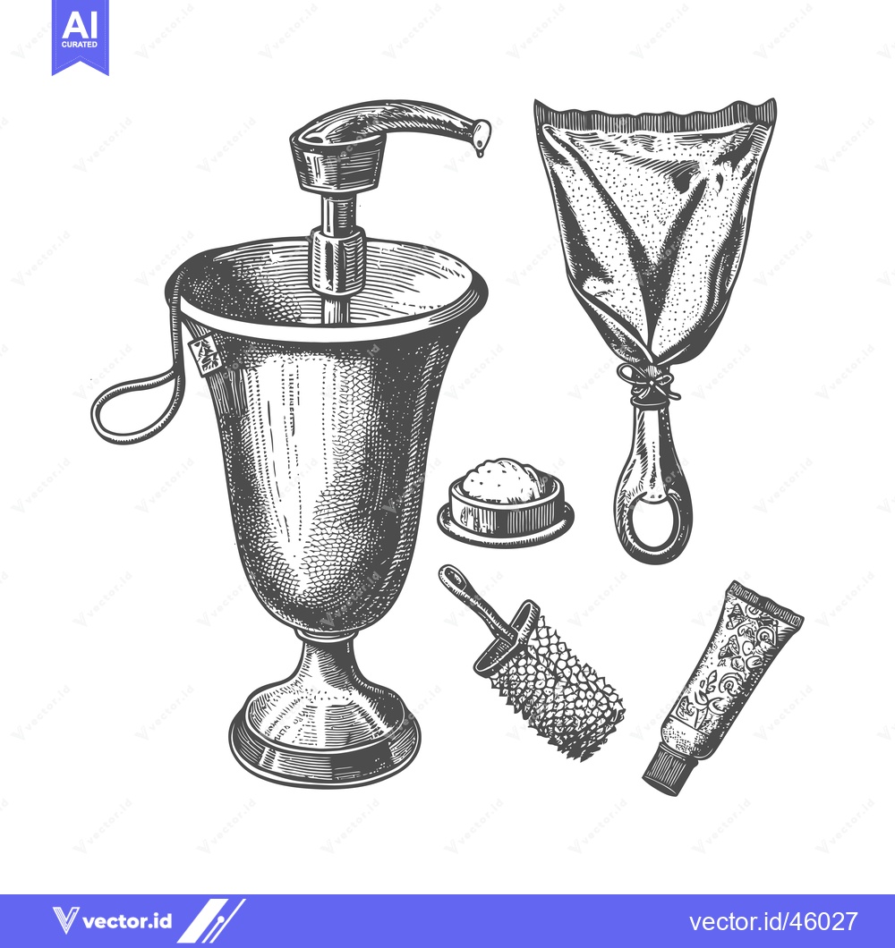 Premium Vector dari Hand-Drawn Illustration of Vintage Bathroom Accessories
