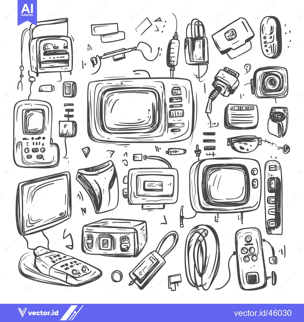 Premium Vector dari Hand-drawn Illustration of Vintage Electronics and Gadgets