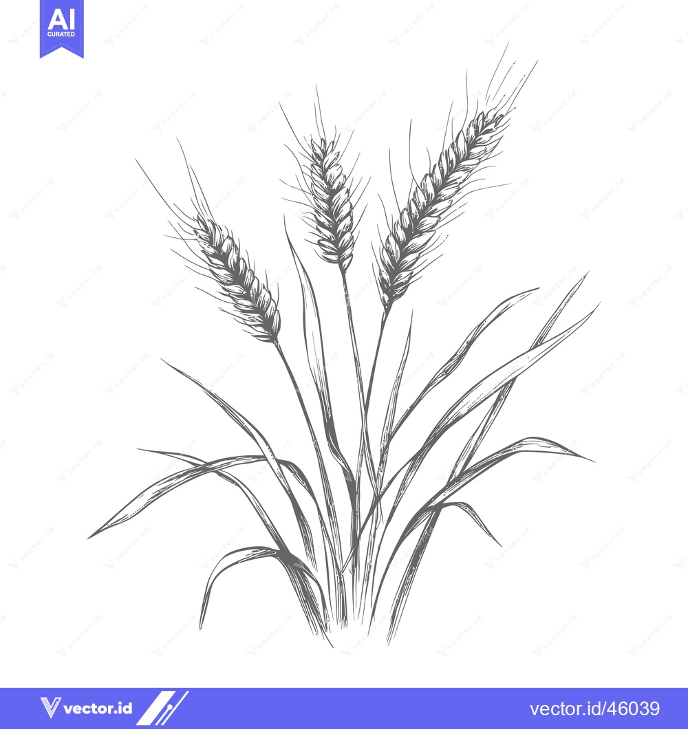 Premium Vector dari Hand-Drawn Illustration of Wheat Stalks with Spikes