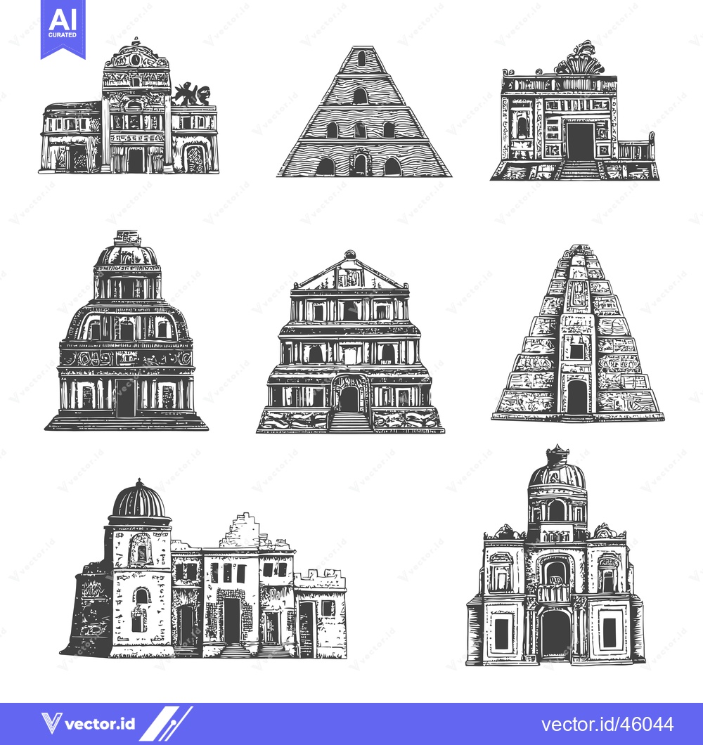 Premium Vector dari Hand-Drawn Illustrations of Ancient Architectural Wonders