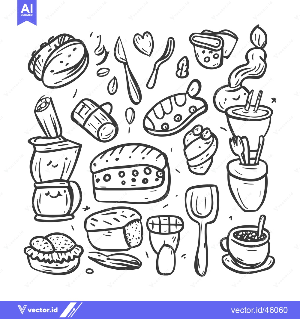 Premium Vector of Hand-drawn Illustrations of Coffee and Bakery Items