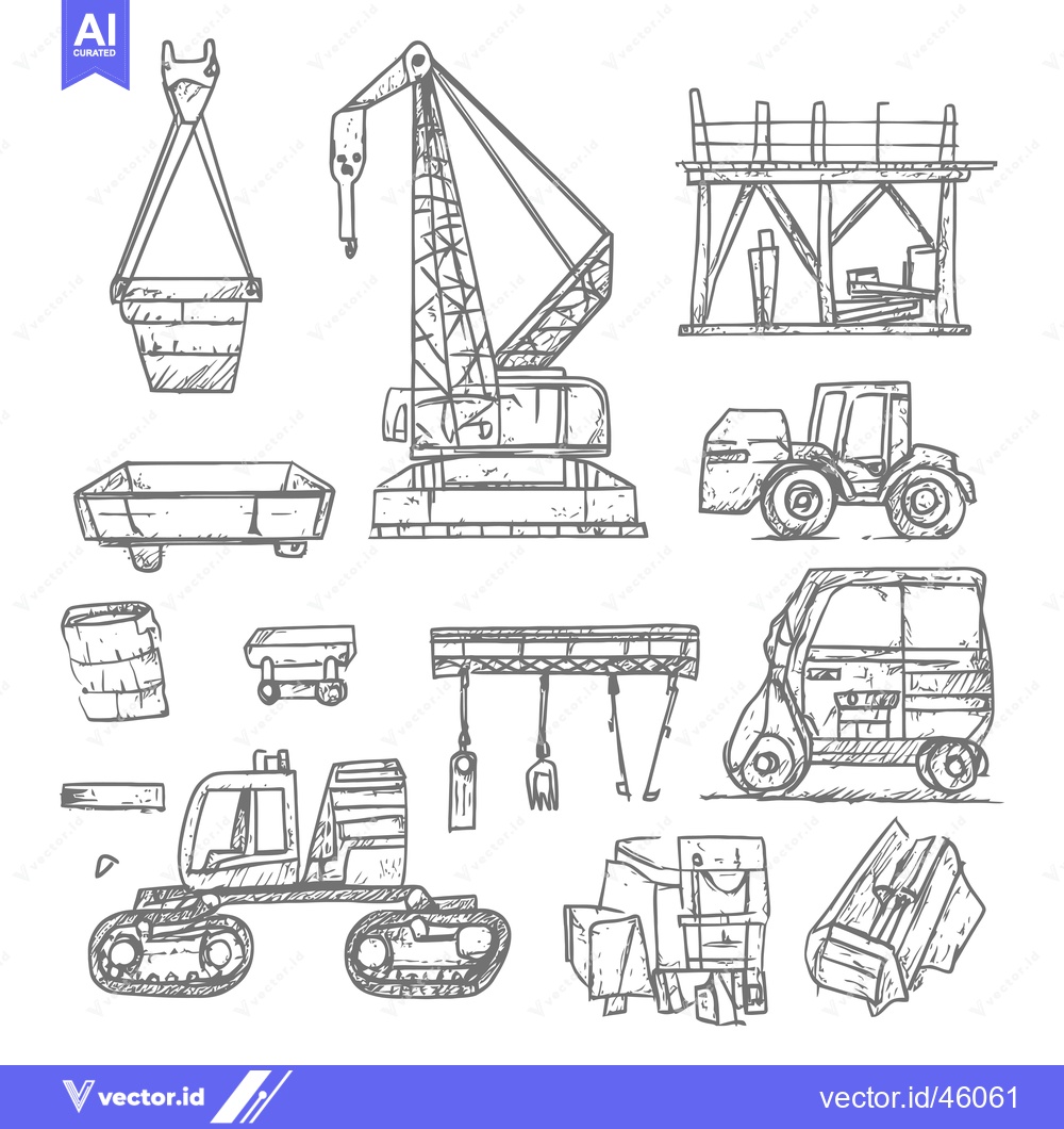 Premium Vector dari Hand-Drawn Illustrations of Construction Equipment and Machinery