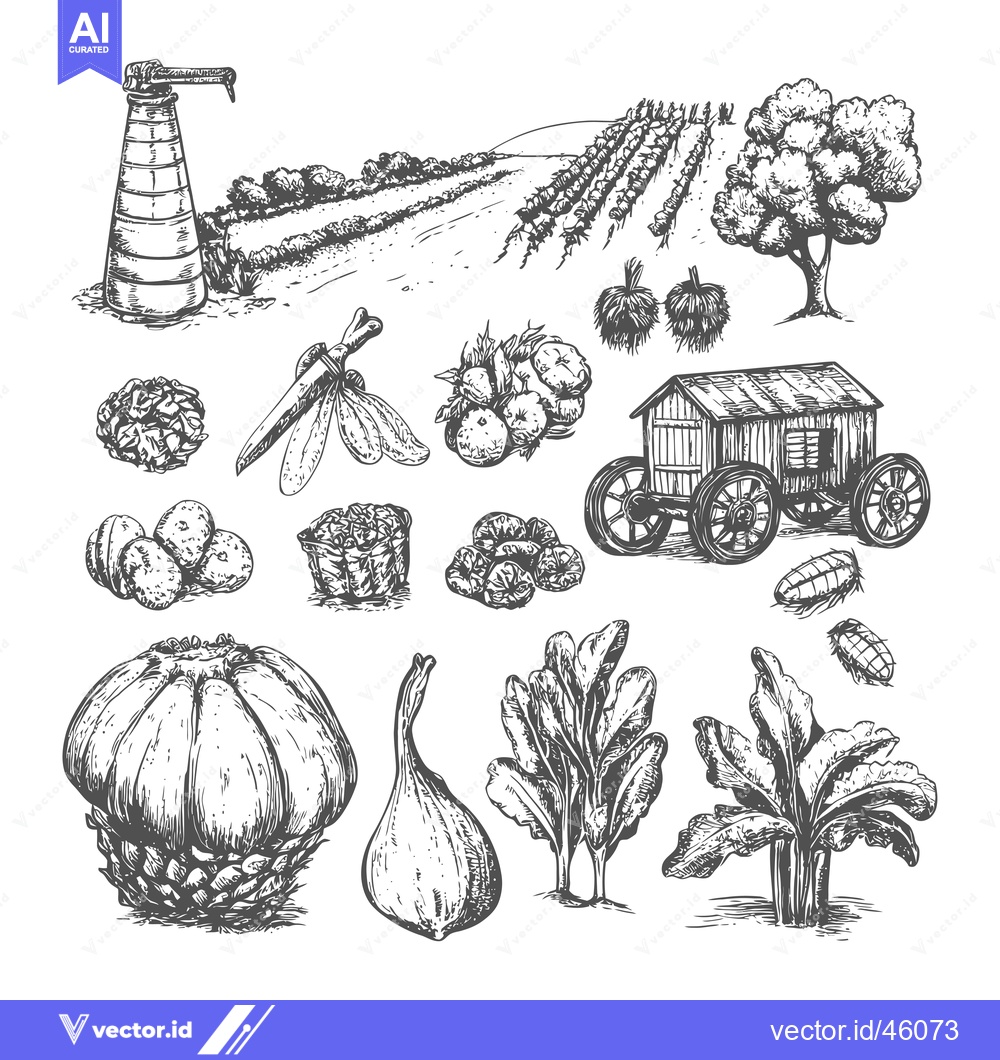 Premium Vector dari Hand-Drawn Illustrations of Farm Produce and Rural Elements