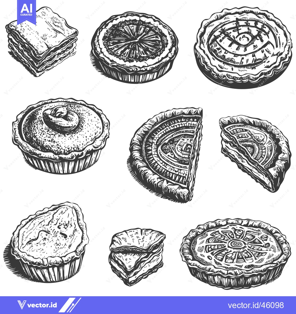 Premium Vector of Hand-Drawn Illustrations of Pies and Pastry