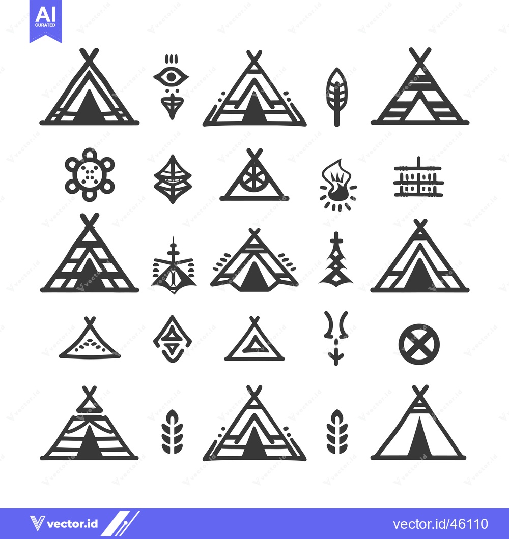 Premium Vector dari Hand-Drawn Illustrations of Teepees and Native American Symbols