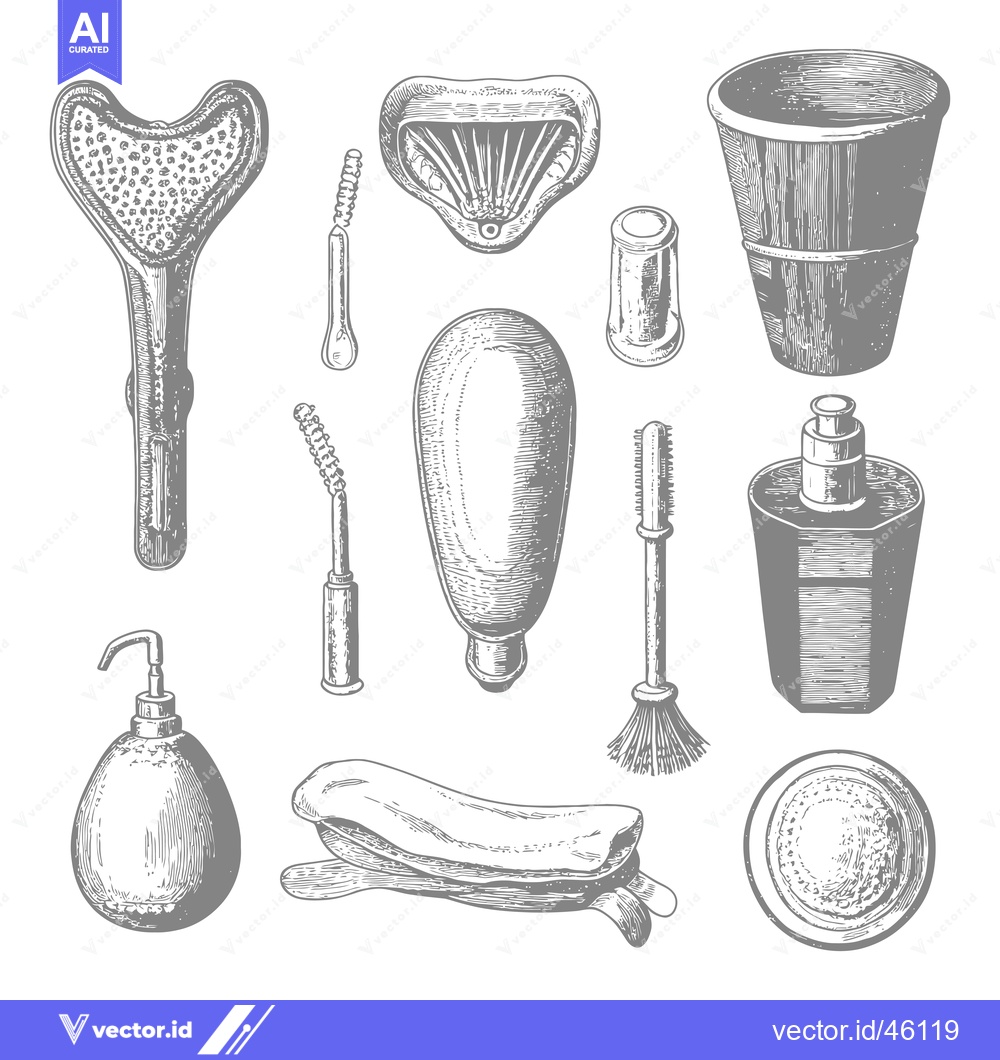 Premium Vector dari Hand-Drawn Illustrations of Various Bathroom Accessories and Toiletrie