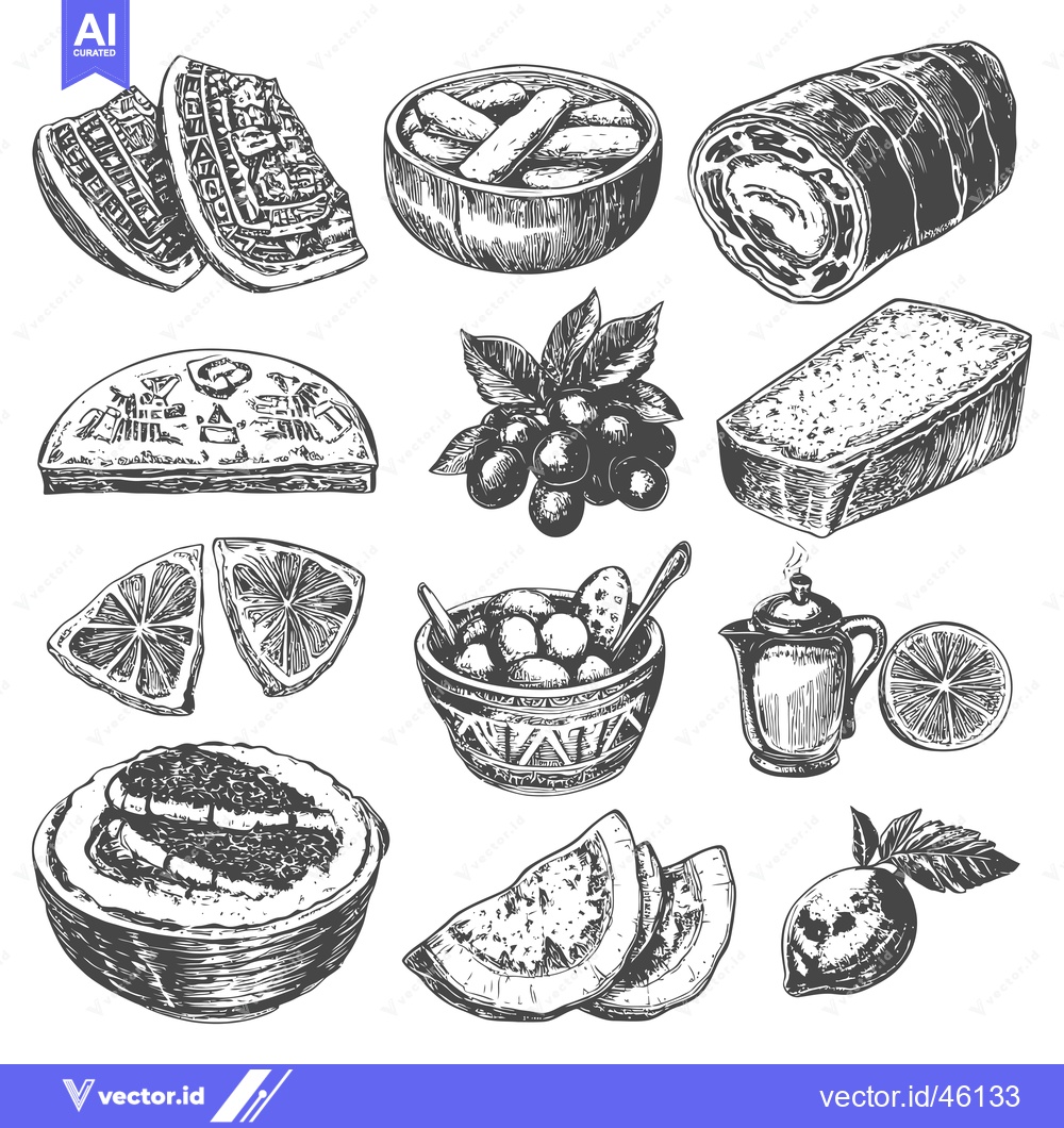 Premium Vector dari Hand-Drawn Illustrations of Various Foods and Beverages