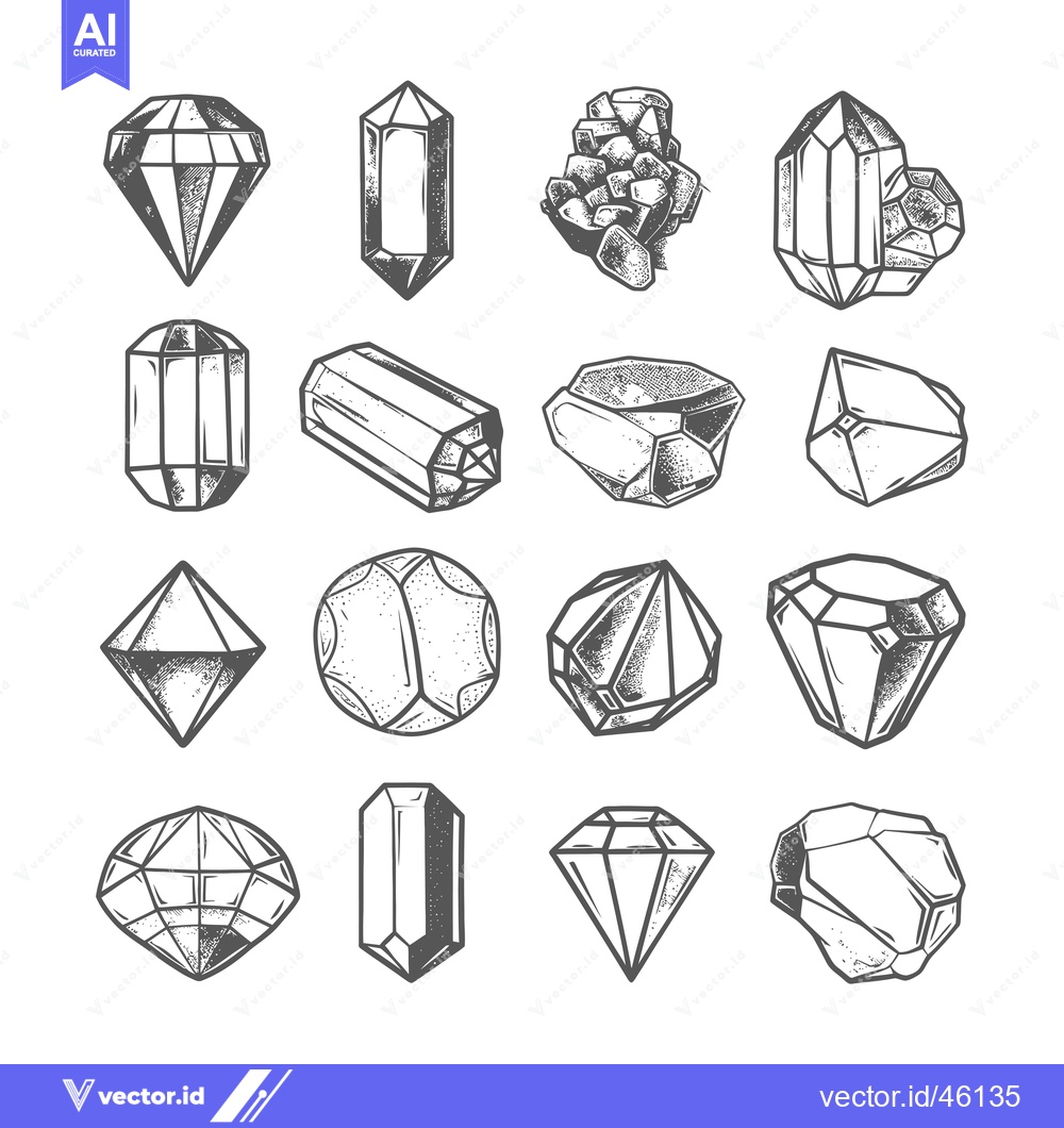 Premium Vector dari Hand-Drawn Illustrations of Various Gemstones and Crystals