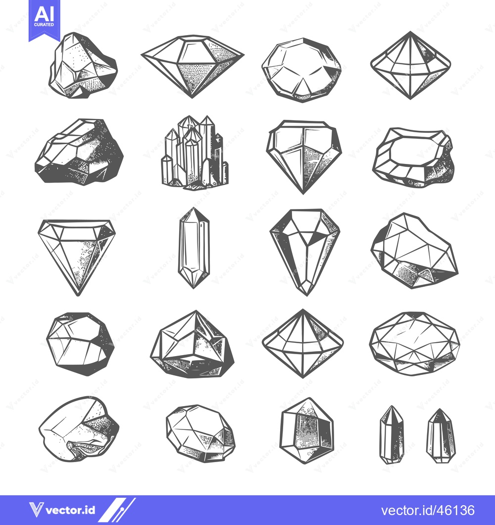 Premium Vector dari Hand-Drawn Illustrations of Various Gemstones and Crystals