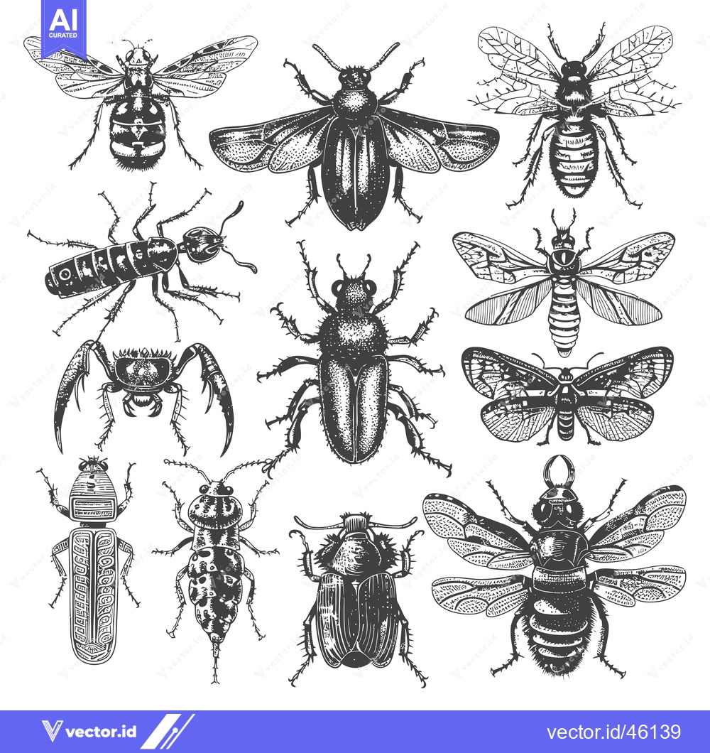 Premium Vector dari Hand-drawn Illustrations of Various Insects