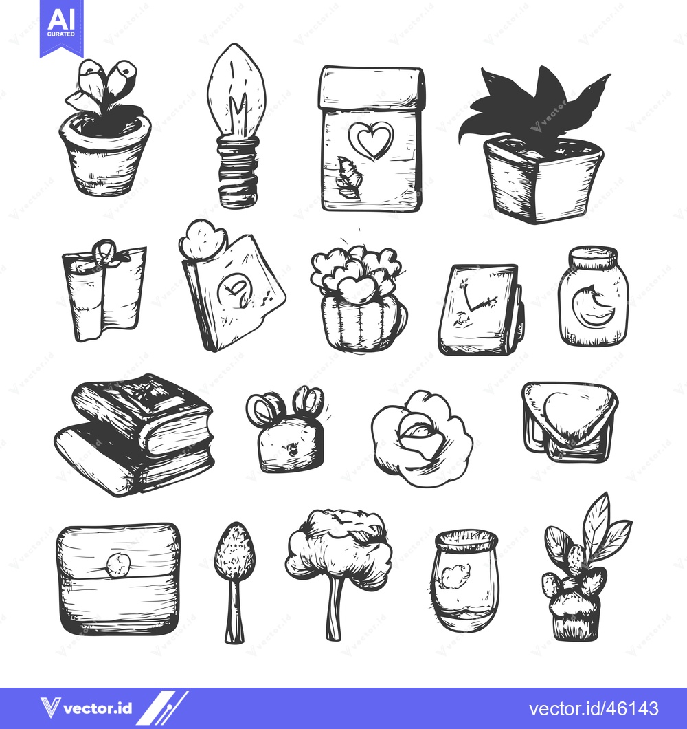 Premium Vector dari Hand-Drawn Illustrations of Various Objects and Plants
