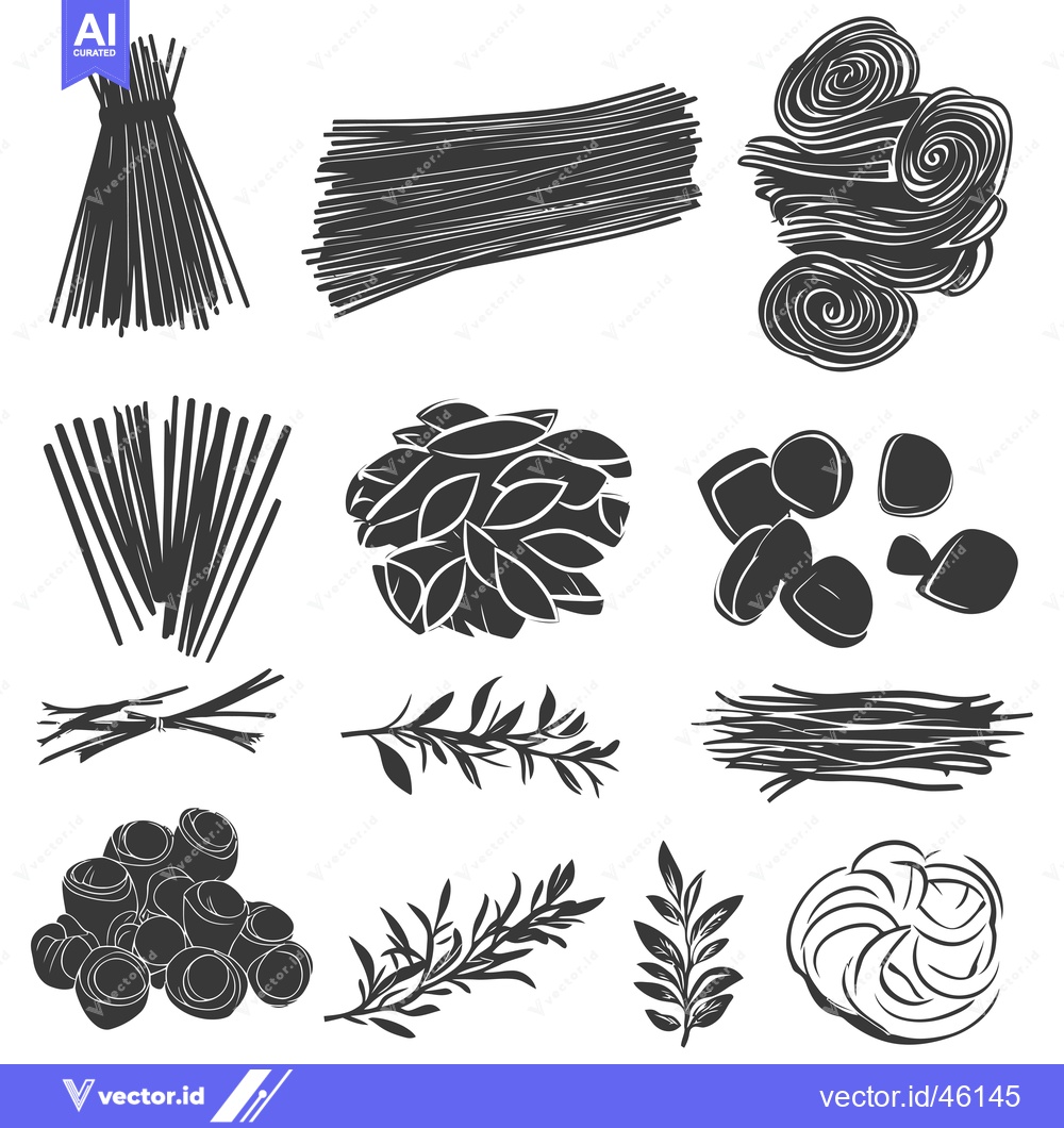 Premium Vector dari Hand-Drawn Illustrations of Various Pasta Shapes and Herbs