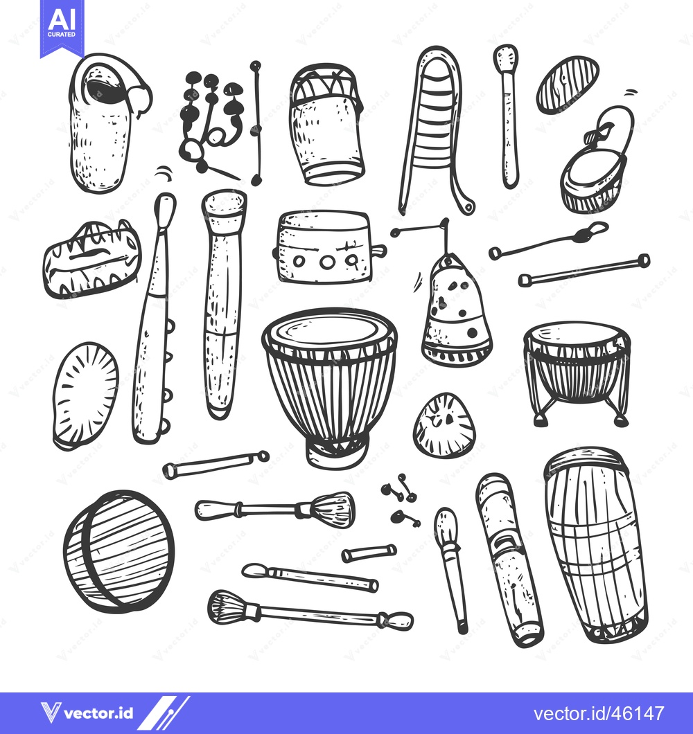 Premium Vector of Hand-drawn Illustrations of Various Percussion Instruments