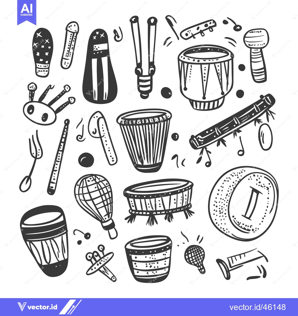 Premium Vector dari Hand-Drawn Illustrations of Various Percussion Instruments