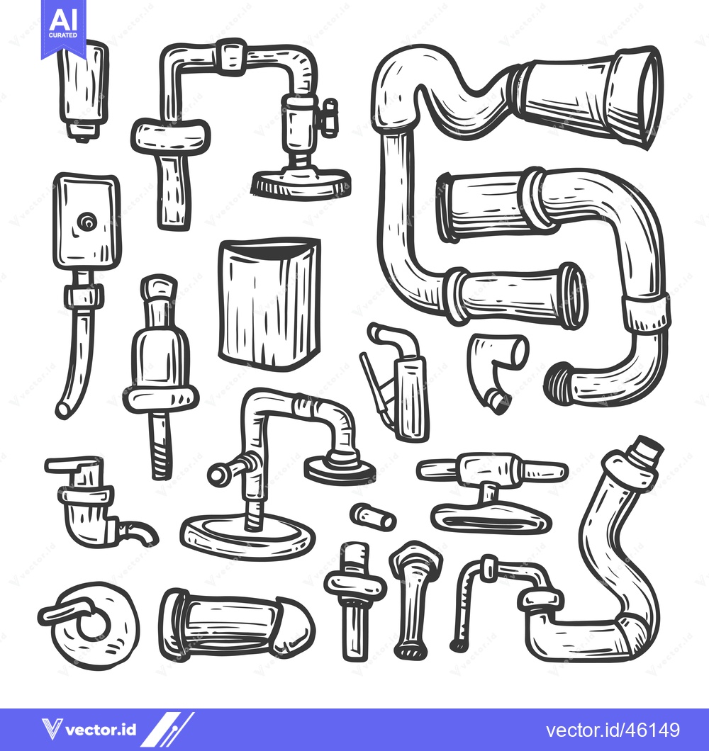 Premium Vector dari Hand-Drawn Illustrations of Various Plumbing and Piping Components