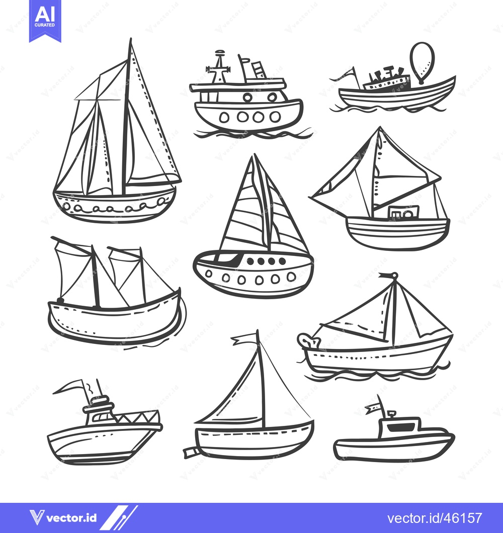 Premium Vector dari Hand-Drawn Illustrations of Various Types of Boats
