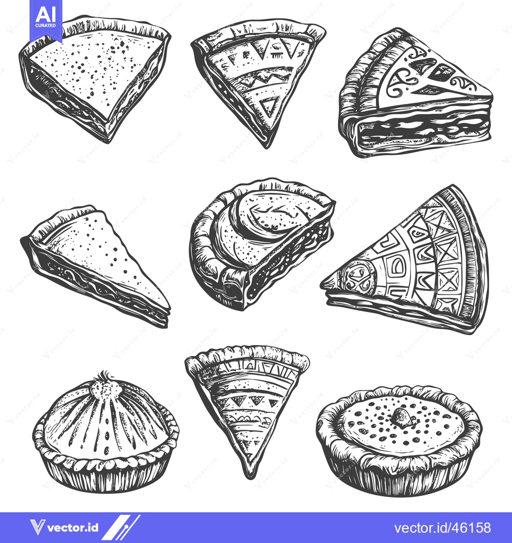 Premium Vector of Hand-Drawn Illustrations of Various Types of Pies
