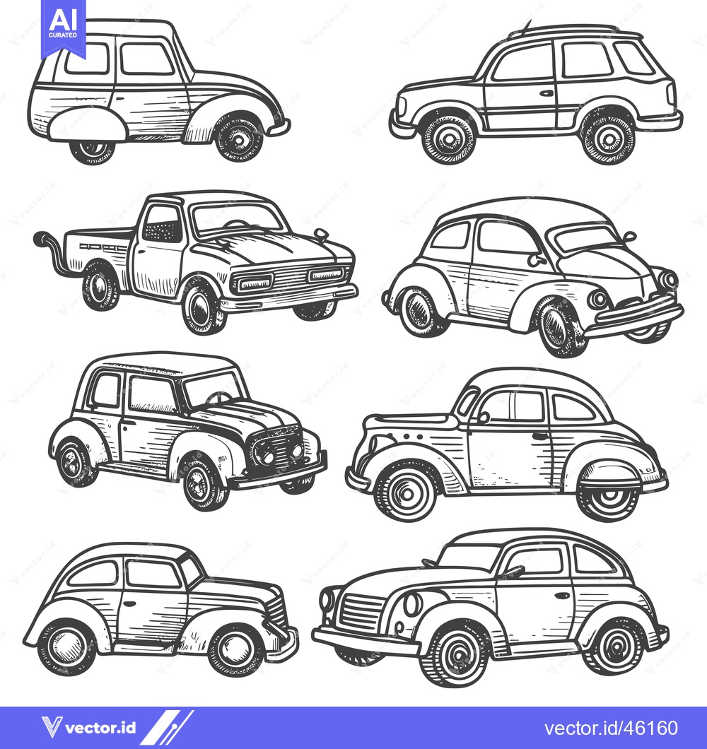 Premium Vector dari Hand-Drawn Illustrations of Vintage Cars