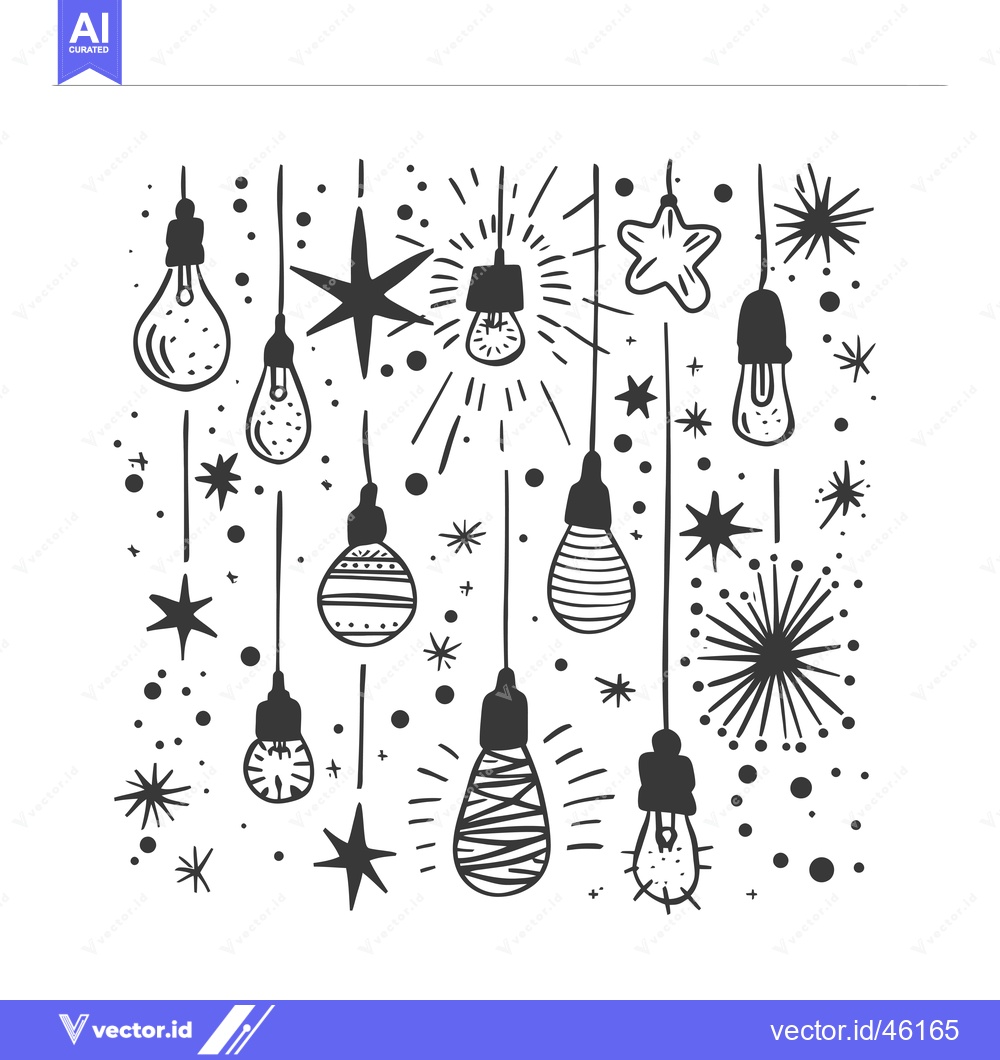 Premium Vector dari Hand-Drawn Lightbulbs with Stars and Dots