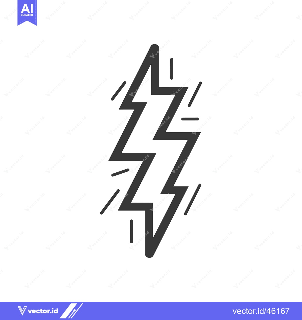 Premium Vector of Hand-drawn lightning bolt icon with diagonal lines