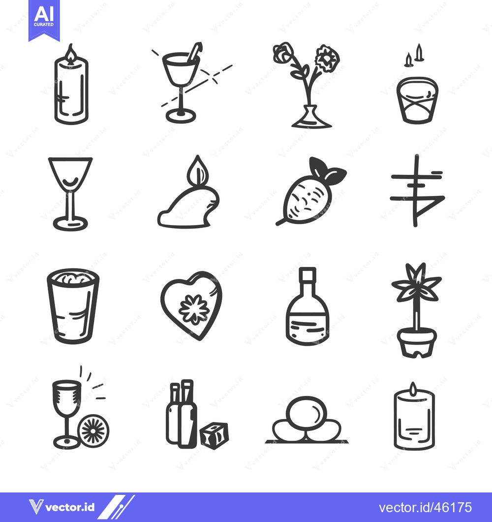 Premium Vector of Hand-drawn Line Art Icons of Various Objects