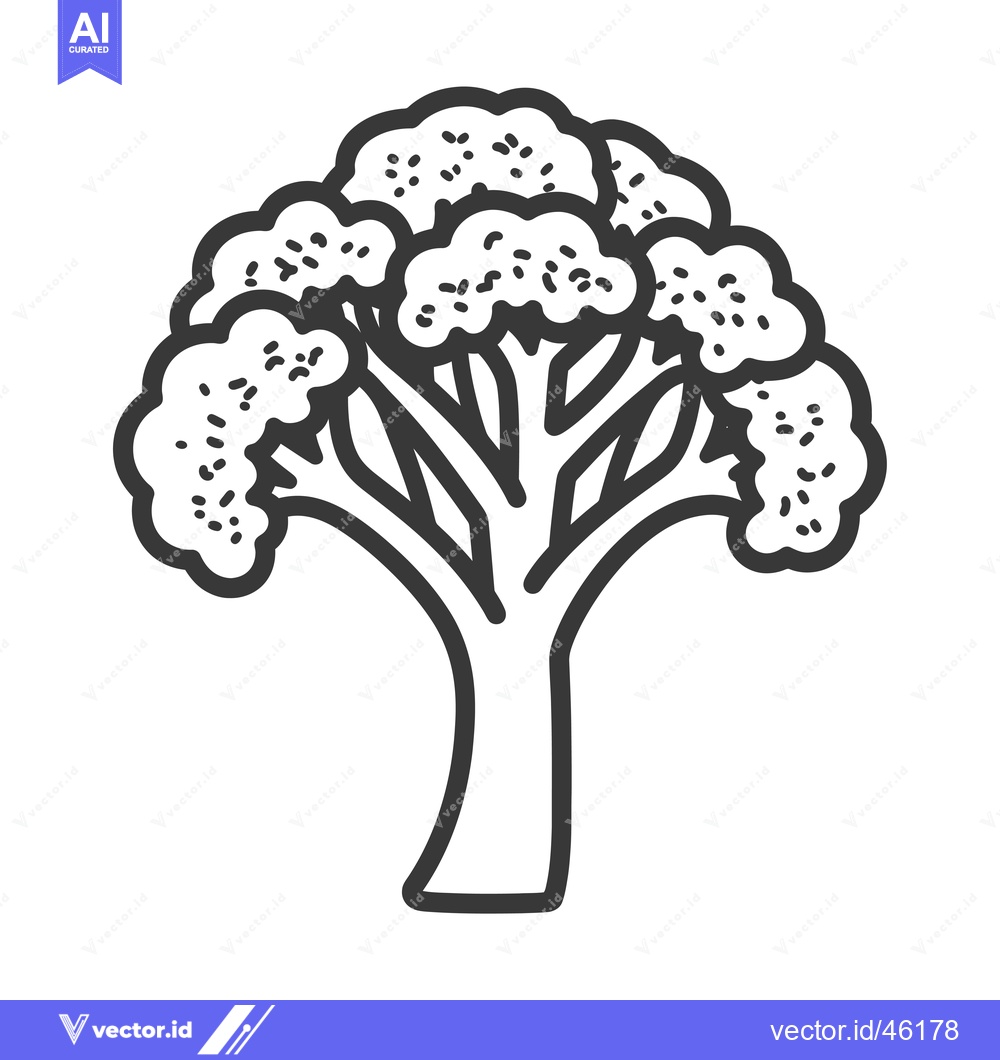 Premium Vector dari Hand-Drawn Line Art Illustration of a Broccoli Floret