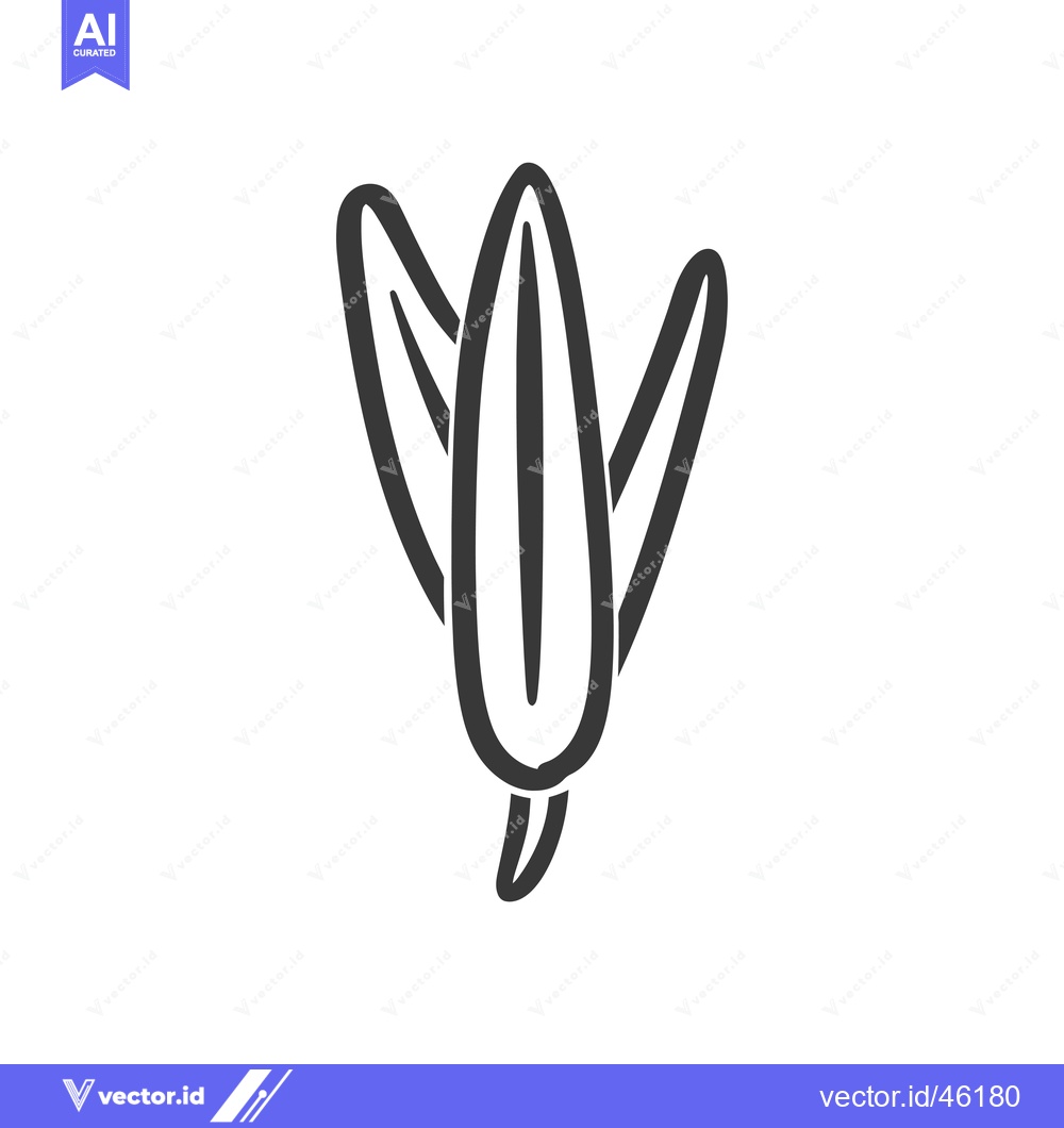 Premium Vector dari Hand-drawn Line Art Illustration of a Closed Bud with Two Leaves