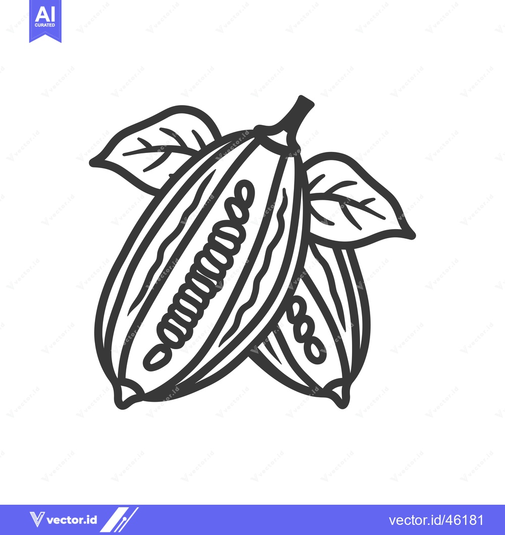 Premium Vector of Hand-drawn line art illustration of a cocoa pod