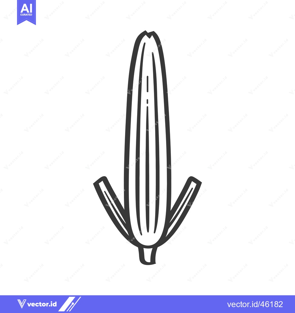 Premium Vector dari Hand-drawn line art illustration of a corn cob
