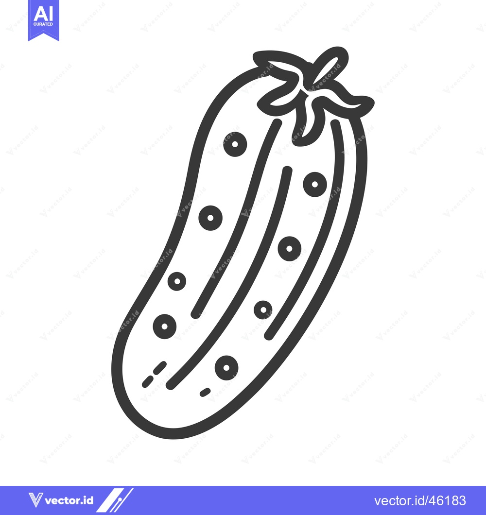 Premium Vector dari Hand-drawn line art illustration of a cucumber