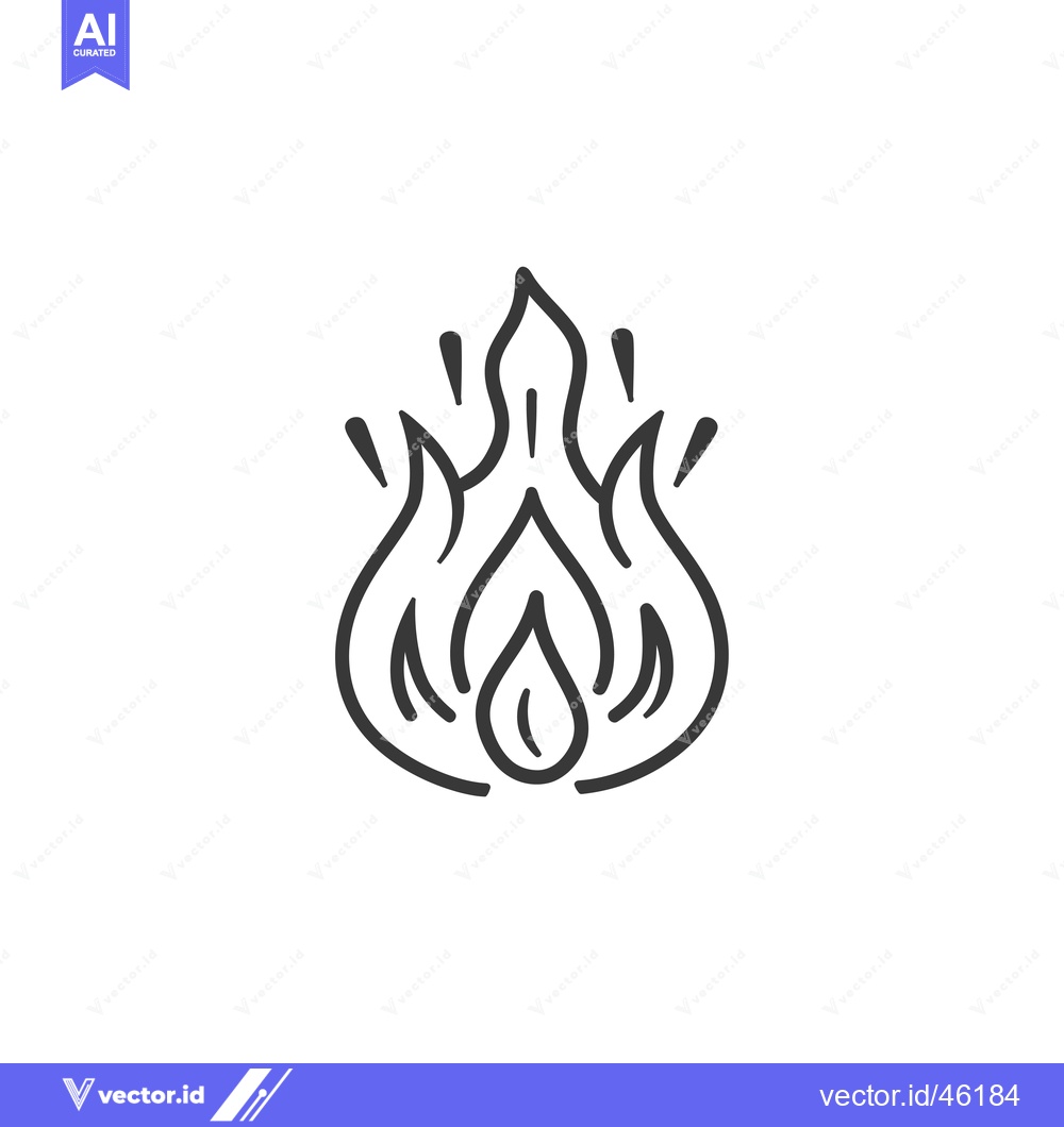 Premium Vector of Hand-drawn Line Art Illustration of a Fire Flame